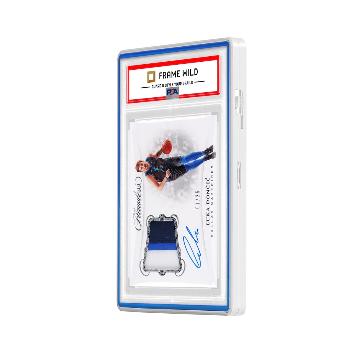 color glass series standard psa frame wild classic case – glossy white with blue glass border