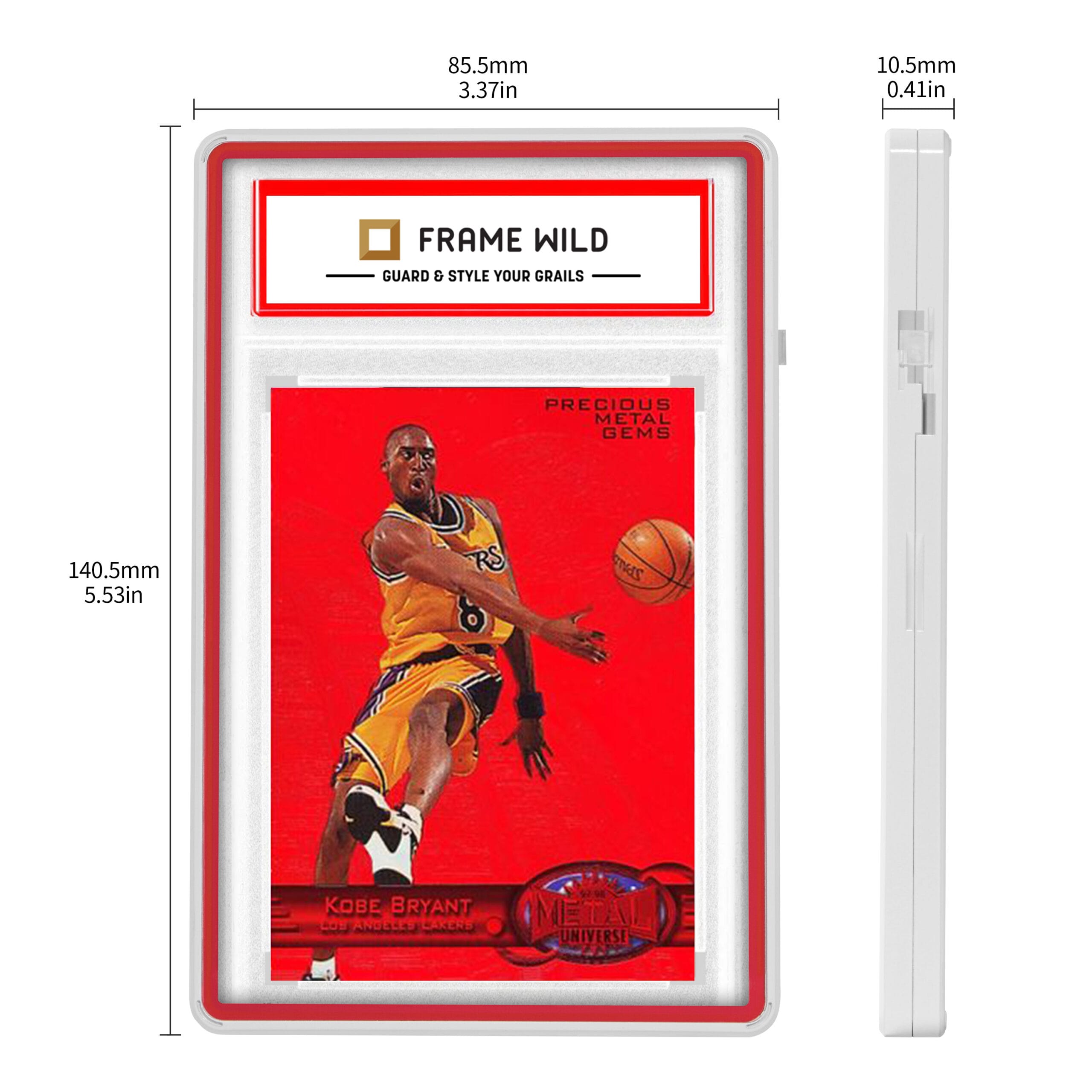 color glass series standard psa frame wild case glossy white with red glass border color glass series standard psa frame wild case glossy white with red glass border