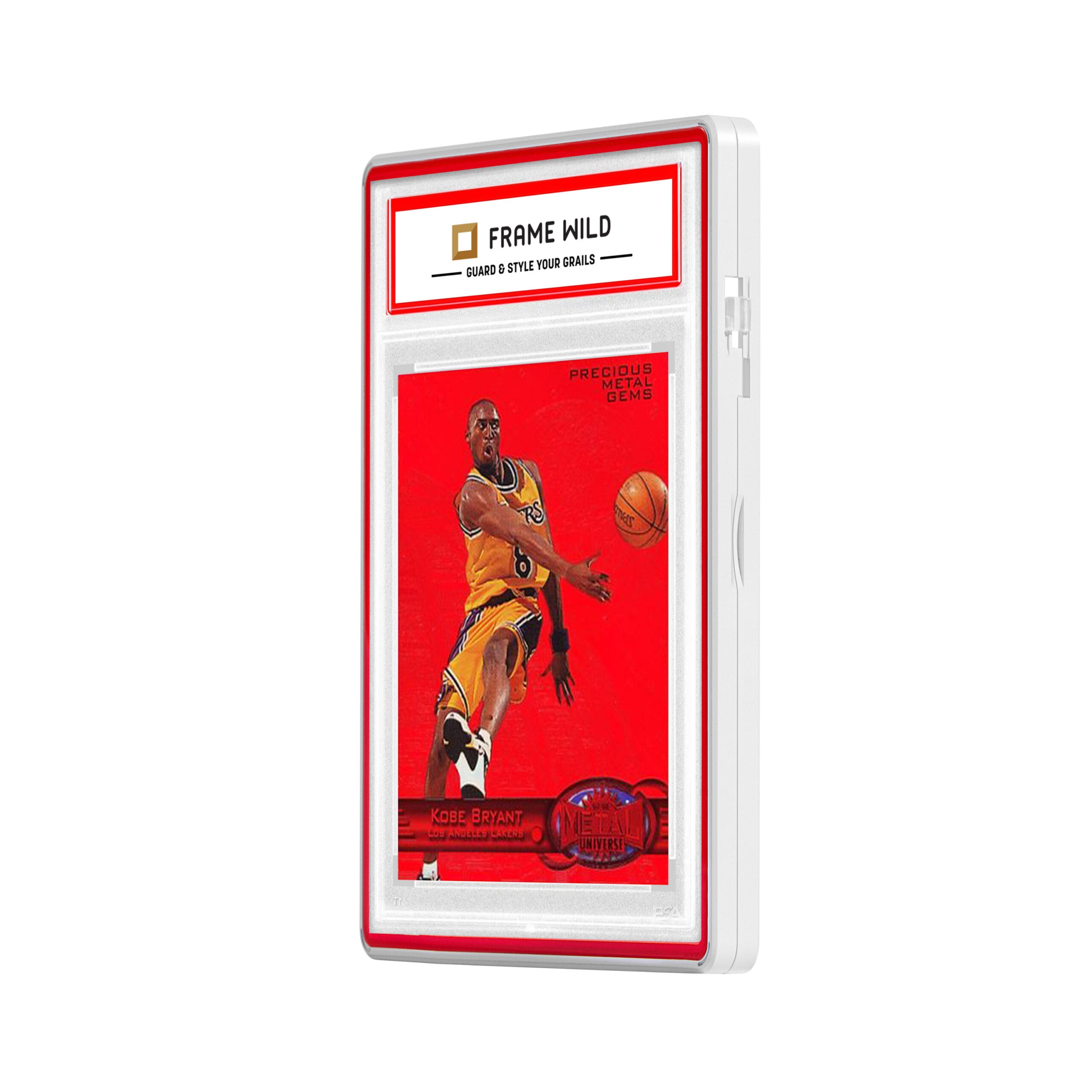 color glass series standard psa frame wild case glossy white with red glass border color glass series standard psa frame wild case glossy white with red glass border