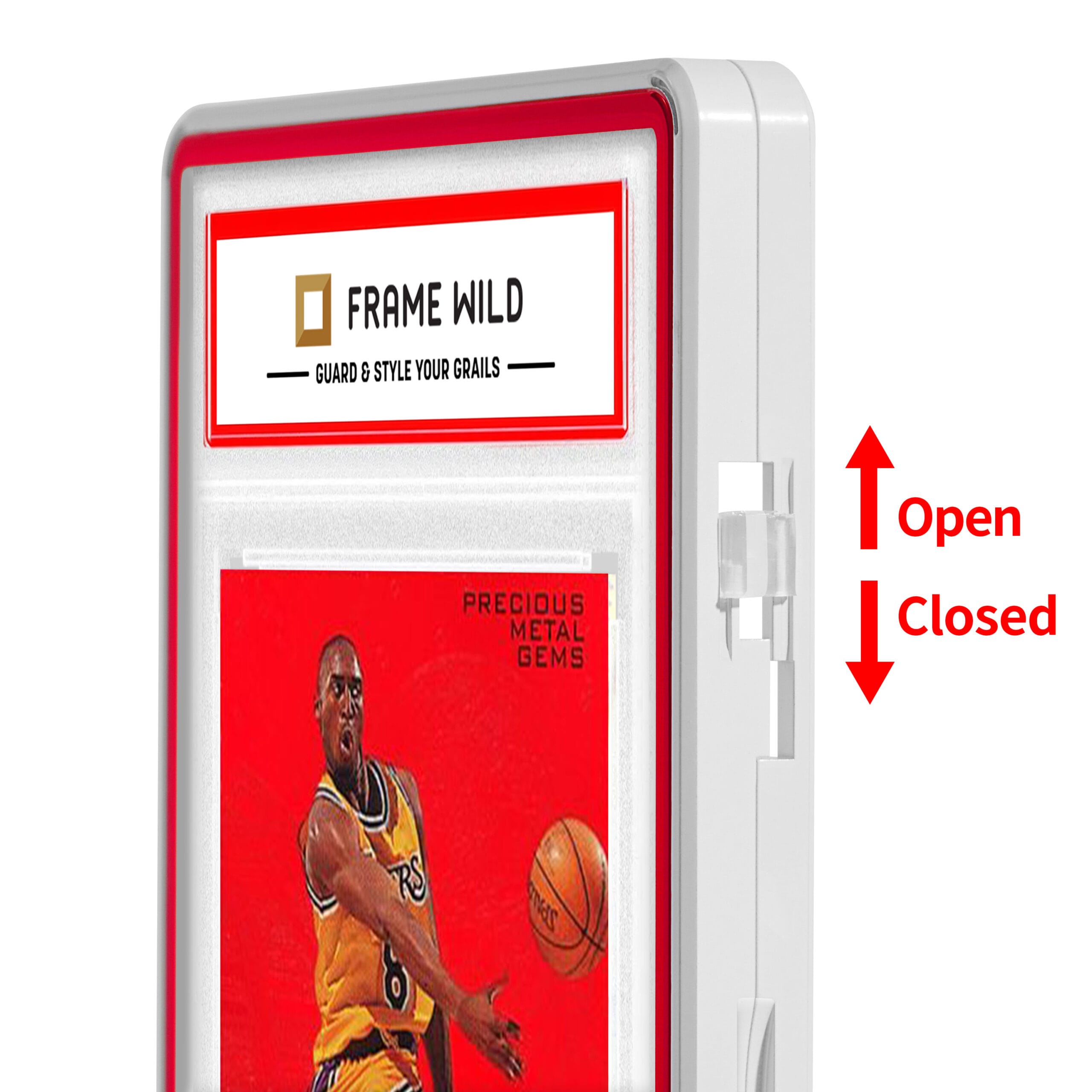 color glass series standard psa frame wild case glossy white with red glass border color glass series standard psa frame wild case glossy white with red glass border