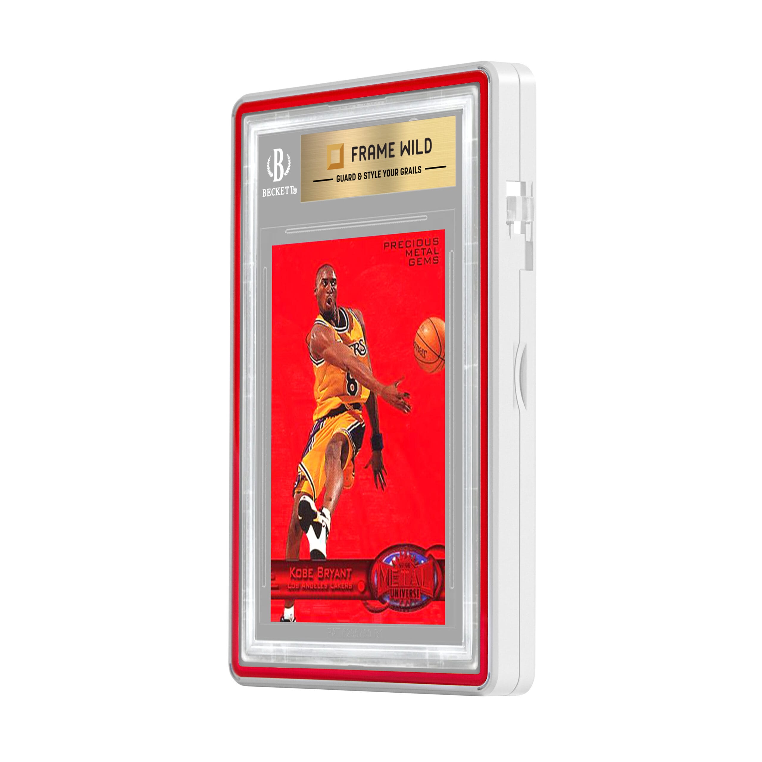 color glass series standard bgs frame wild case – glossy white with red glass border