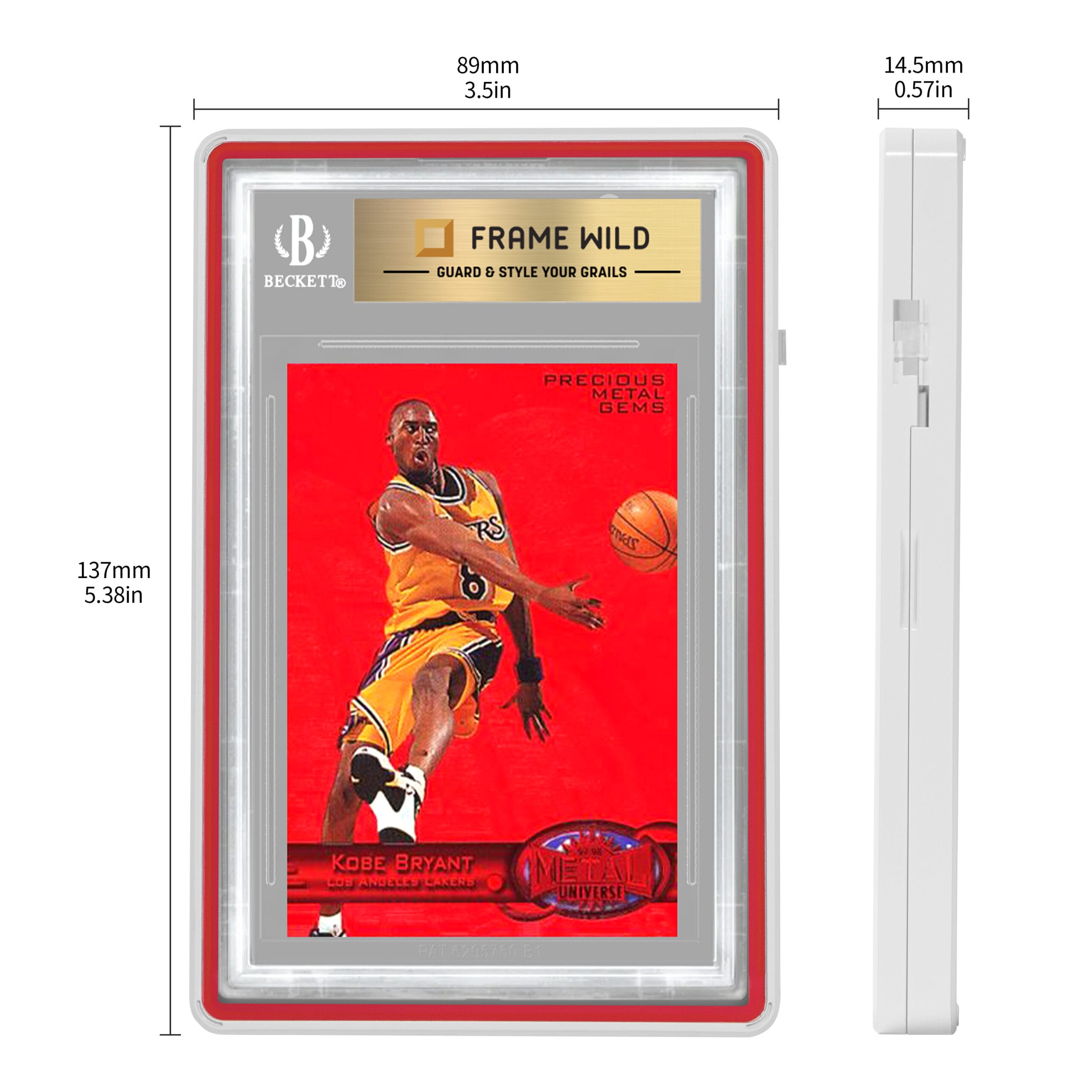 color glass series standard bgs frame wild case – glossy white with red glass border color glass series standard bgs frame wild case – glossy white with red glass border