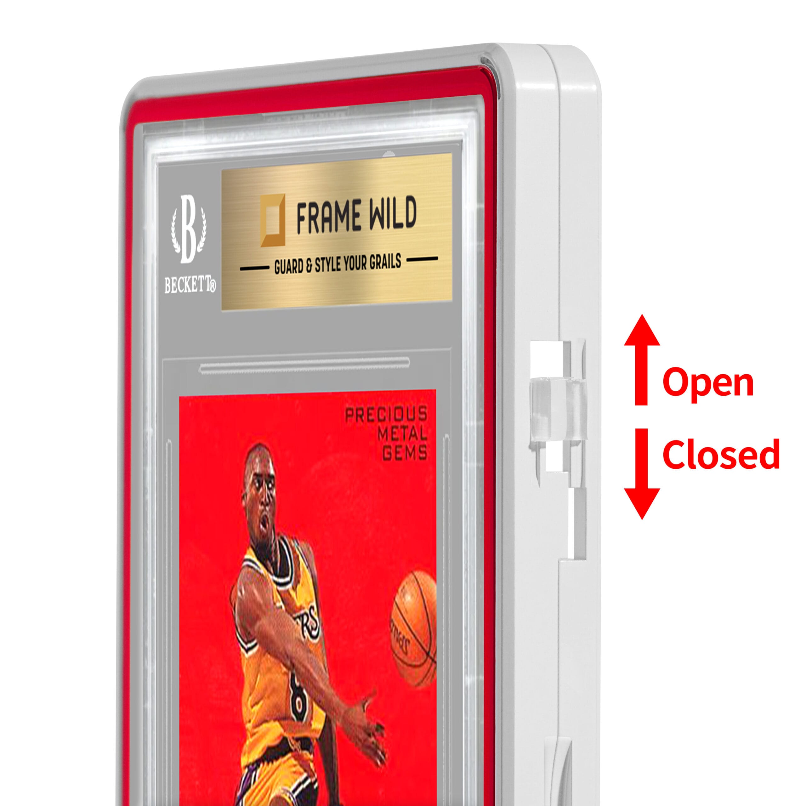 color glass series medium sized bgs frame wild case – glossy white with red glass border color glass series medium sized bgs frame wild case – glossy white with red glass border