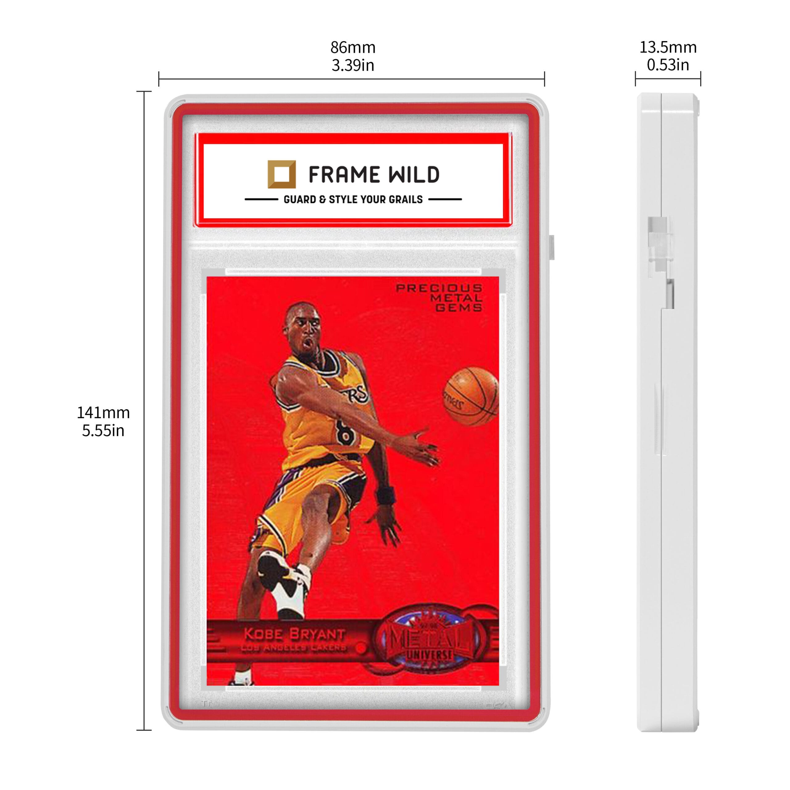 color glass series thick psa frame wild case – glossy white with red glass border color glass series thick psa frame wild case – glossy white with red glass border