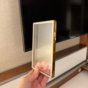 color glass series standard psa frame wild classic case – shiny/metallic gold with white glass border