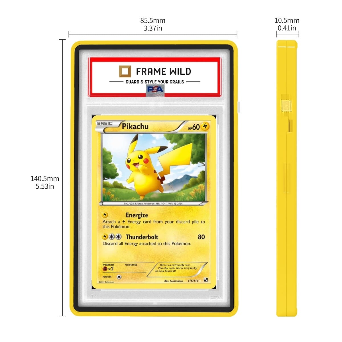 Glossy Series Standard PSA Frame Wild Classic Case - Glossy Exotic Yellow, with dimensions