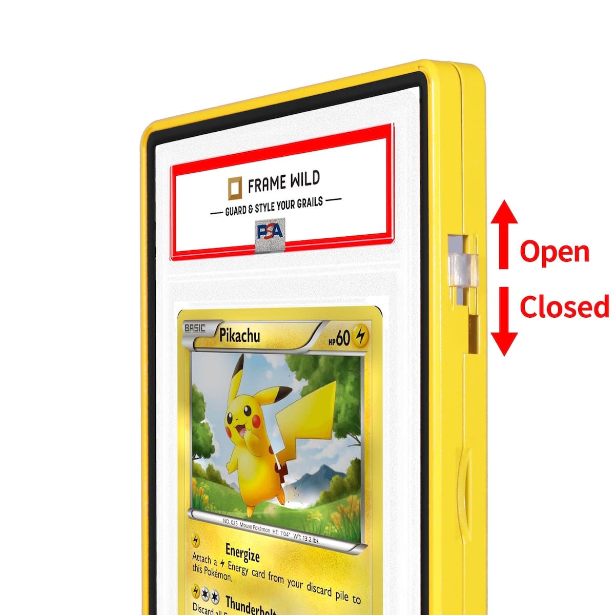 Glossy Series Standard PSA Frame Wild Classic Case - Glossy Exotic Yellow, open and closed lock detail