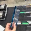 Shiny Metallic Blue With White Glass Border