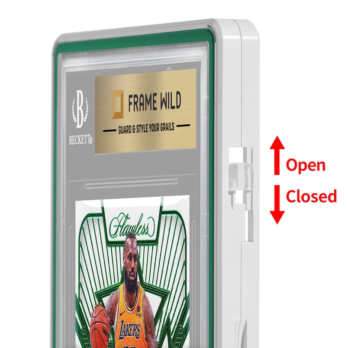 color glass series standard bgs frame wild classic case – glossy white with green glass border