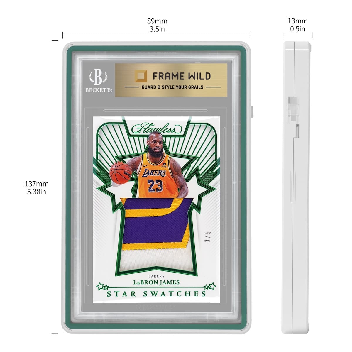 color glass series standard bgs frame wild classic case – glossy white with green glass border