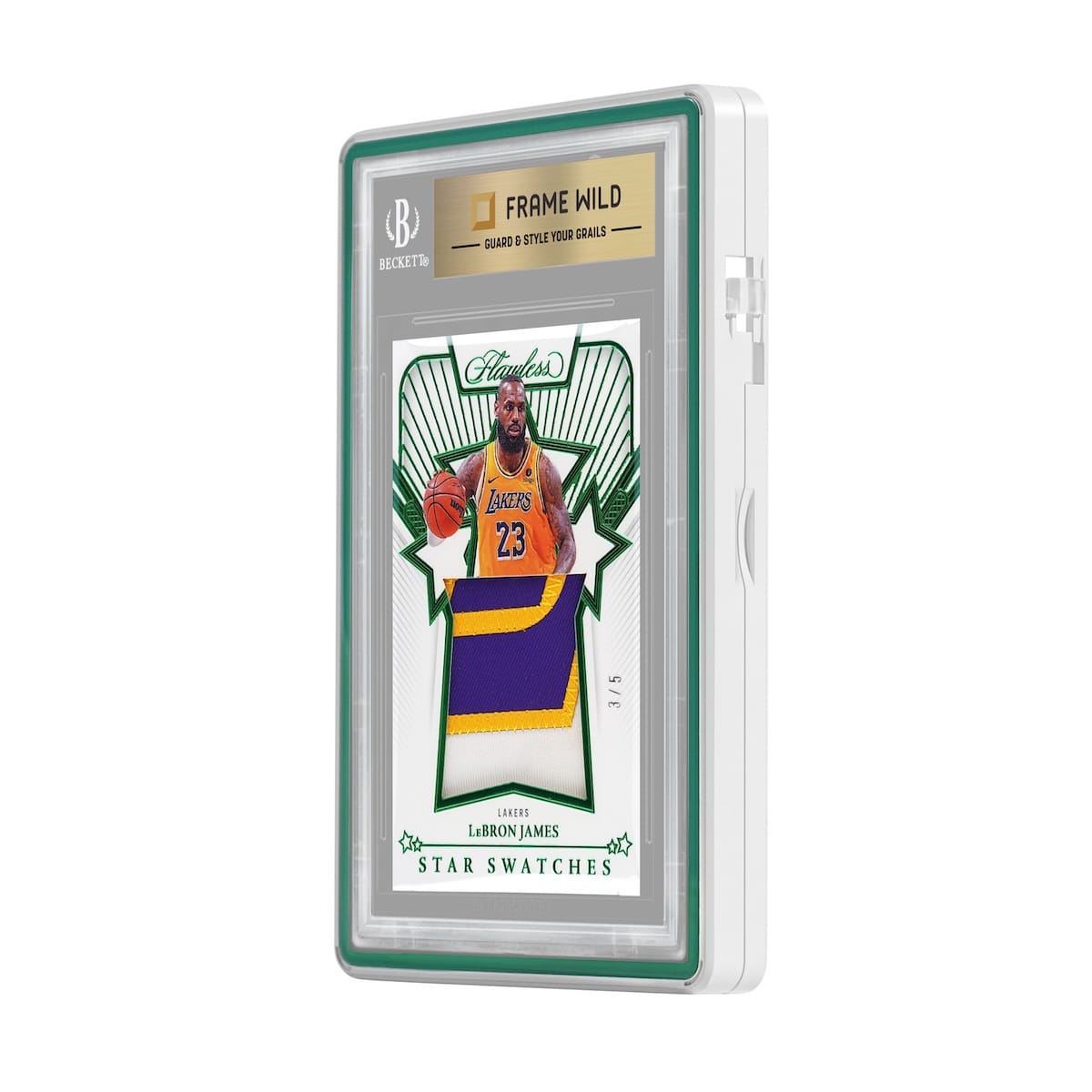 color glass series standard bgs frame wild classic case – glossy white with green glass border