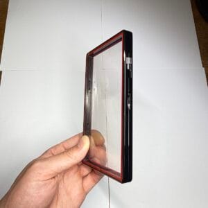 color glass series medium sized bgs frame wild classic case shiny/metallic black with red glass border