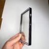 Shiny Metallic Black with White Glass Border