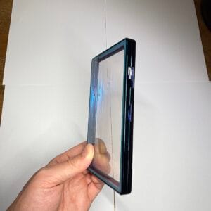 color glass series standard psa frame wild classic case – shiny/metallic blue with teal glass border