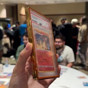 color glass series standard psa frame wild classic case – shiny/metallic gold with orange glass border