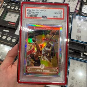 color glass series standard psa frame wild classic case – shiny/metallic silver with red glass border