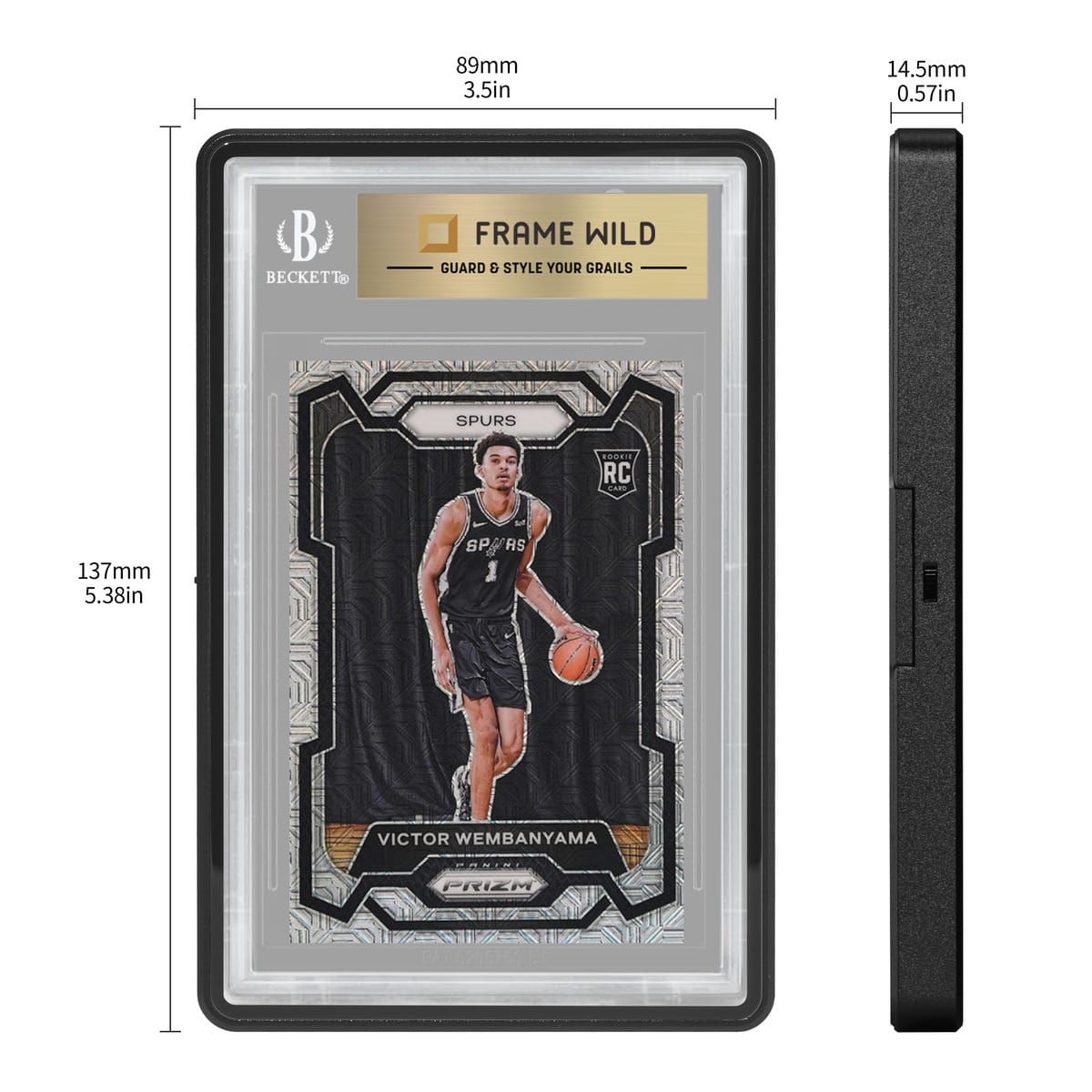 Medium Sized BGS Frame Wild Easy Lock Case - Eggshell Black, dimensions