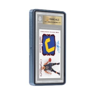 BGS-Standard-easy-lock-navy-blue-angled-card Standard BGS Frame Wild Easy Lock Case - Eggshell Navy Blue, angled view with graded card