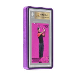 BGS-Standard-easy-lock-purple-angled-card Standard BGS Frame Wild Easy Lock Case - Eggshell Purple, angled view with graded card