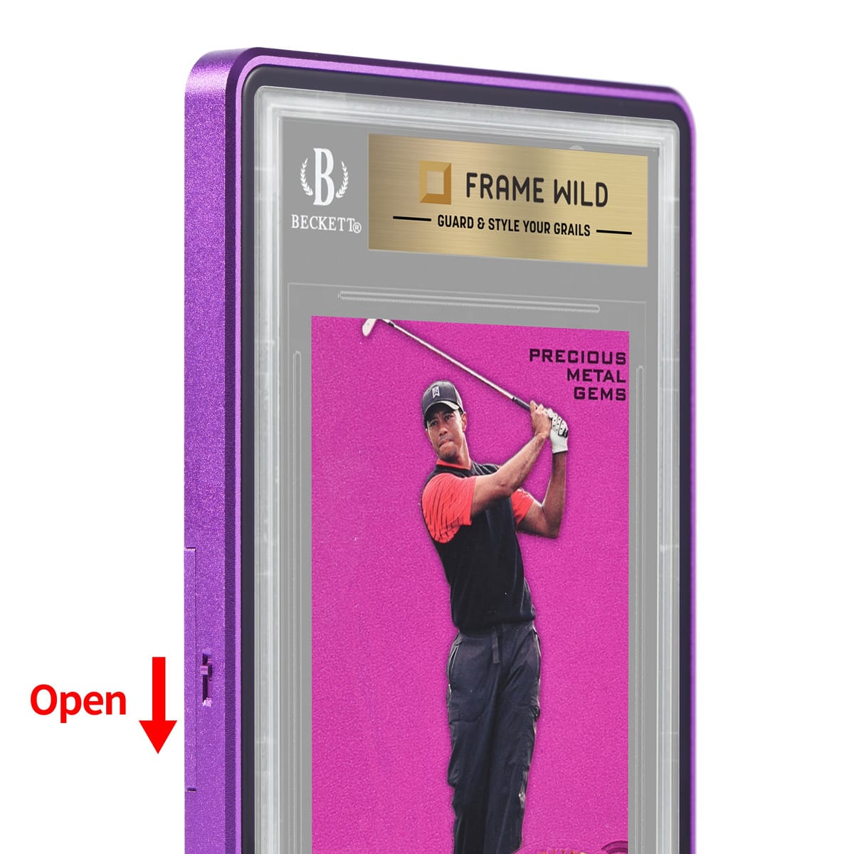 Standard BGS Frame Wild Easy Lock Case - Eggshell Purple, open and closed lock detail
