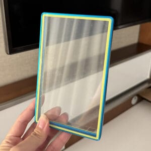 Color Glass Series Standard PSA Frame Wild Max Magnet Case - Eggshell Aqua Blue With Yellow Glass Border