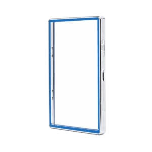 Color Glass Series Standard PSA Frame Wild Classic Case – Shiny Metallic Silver with Blue Glass Border