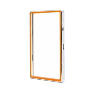 Color Glass Series Standard PSA Frame Wild Classic Case – Shiny Metallic Silver with Orange Glass Border