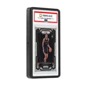 Thick PSA Frame Wild Easy Lock Case - Eggshell Black, angled view with graded card
