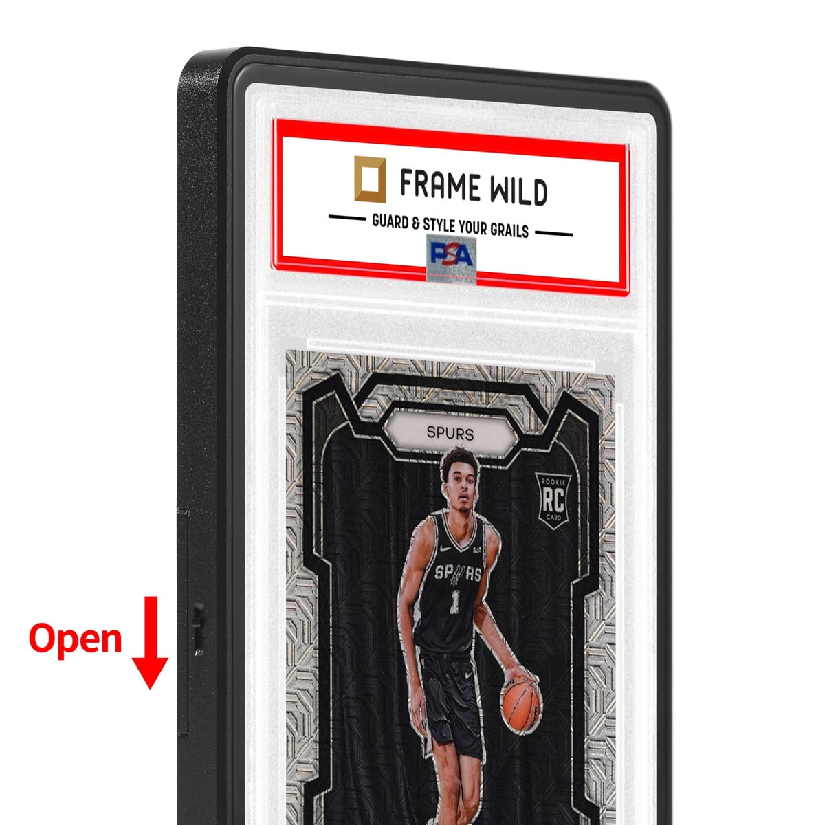Thick PSA Frame Wild Easy Lock Case - Eggshell Black, open and closed lock detail
