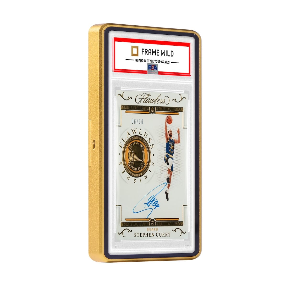 Thick PSA Frame Wild Easy Lock Case - Eggshell Ten Gold, front view with graded card